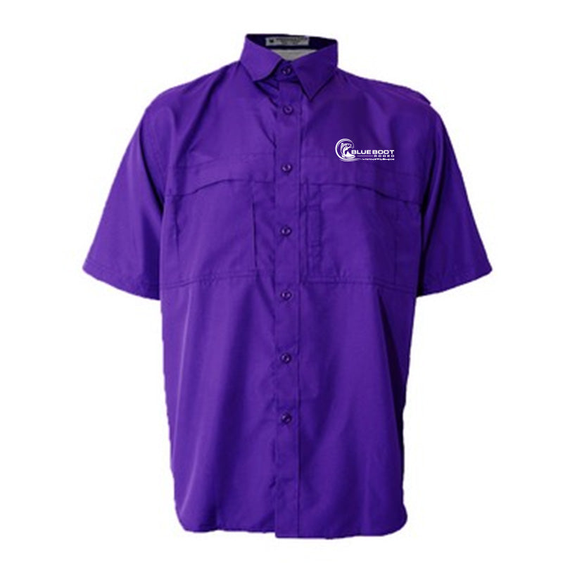 Purple Short Sleeve Button Down Fishing Shirt